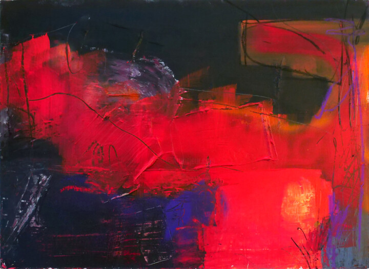 Composition rouge-noir 绘画, 19.7x27.6 in