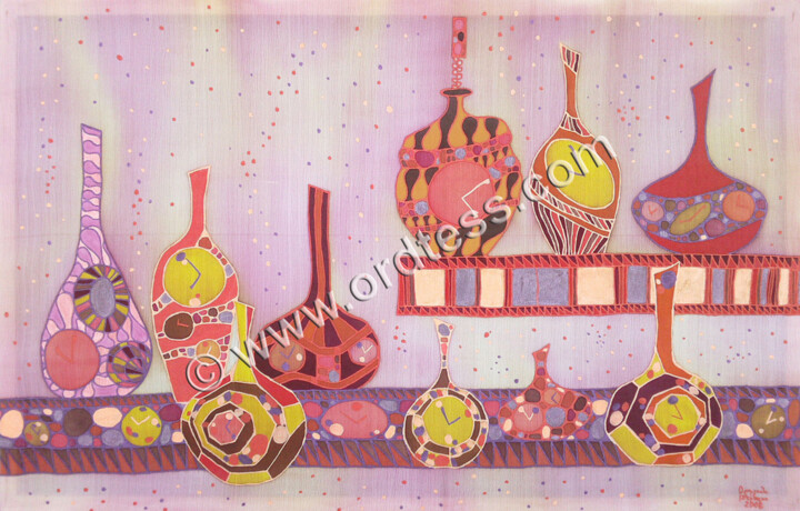 Jars with watches 绘画, 23.6x35.4 in