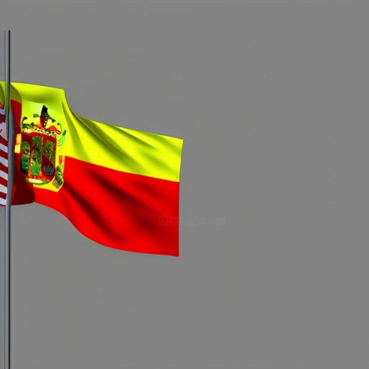 Gray Background And Flag 数字艺术