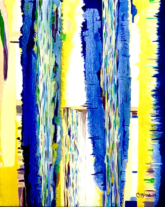 Yellow landscape Painting, 16.1x13 in