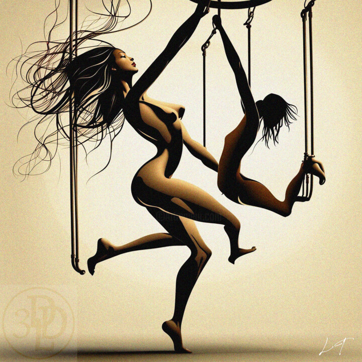 Madre e figlio in una danza - Canvas 绘画, 39.4x39.4 in