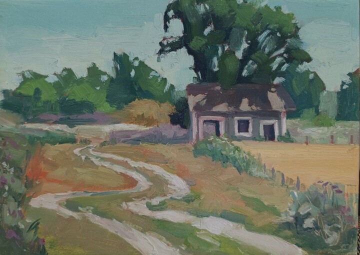 Painting titled "backblocks" by Oksana Zavadovska, Original Artwork, Oil Mounted on Wood Stretcher frame