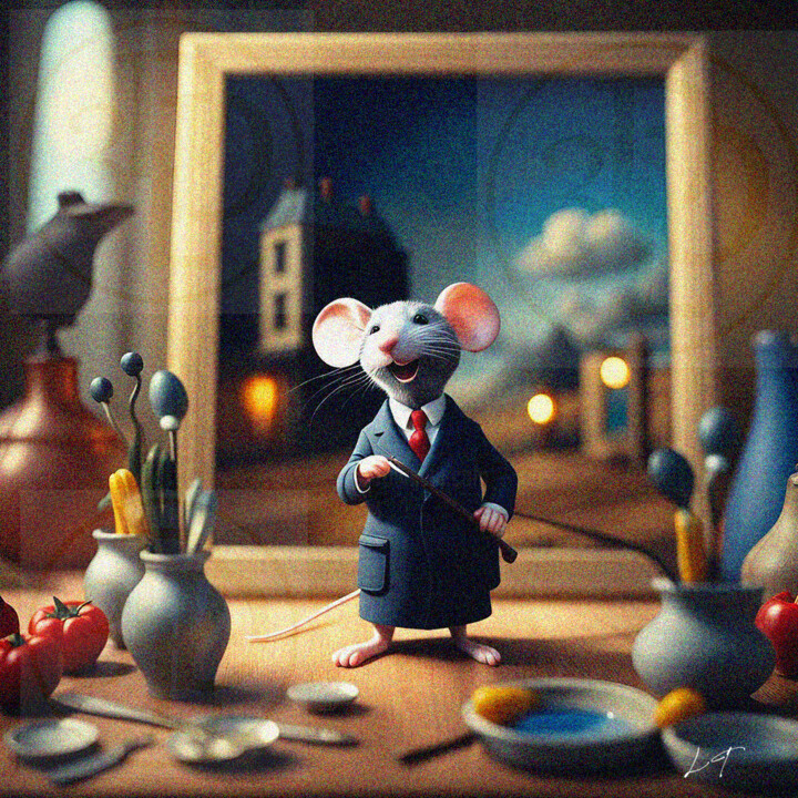 The Artist Mouse Canvas 绘画, 39.4x39.4 in