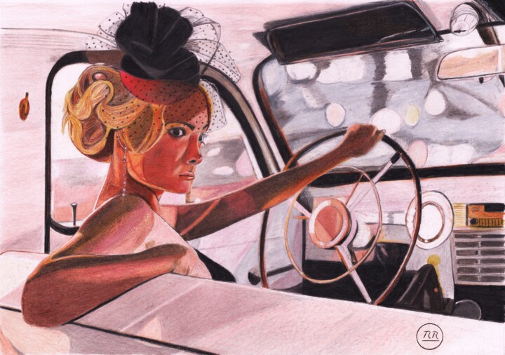 L'élégance au volant 图画, 11x15.8 in