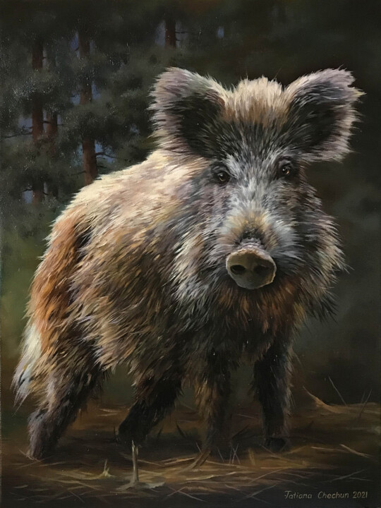 Young boar 绘画, 15.8x11.8 in