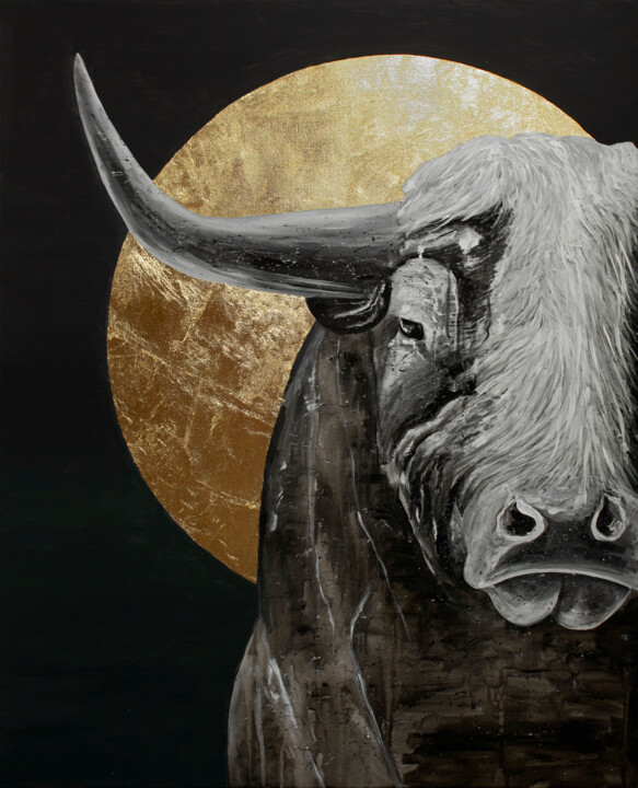 Big love. Bull 绘画, 39.4x31.5 in
