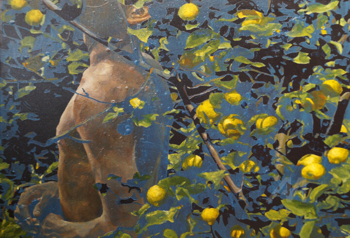 Estudio arreglo Floral con limones 绘画, 19.7x27.6 in