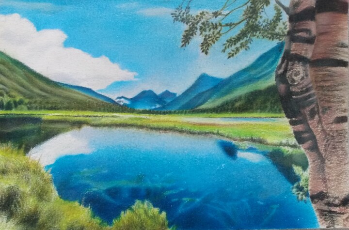 Blue Lake Drawing, 5.5x8.5 in