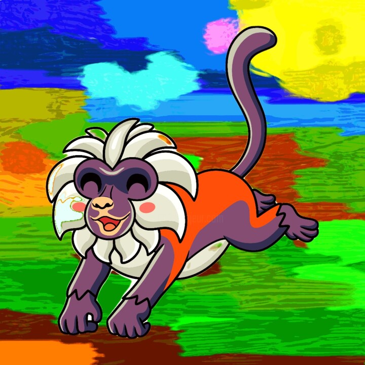 Monkey on a colorful background 数字艺术