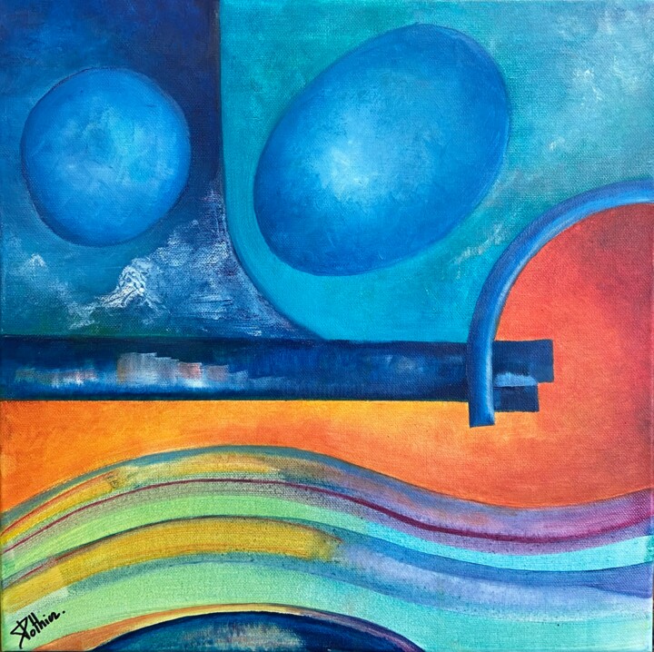 Painting titled "Summer vibes" by Stéphanie Pothier, Original Artwork, Oil