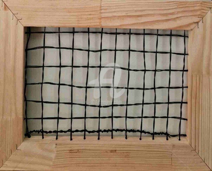 Sculpture titled "Black abstract wire…" by Krisline, Original Artwork, Wire