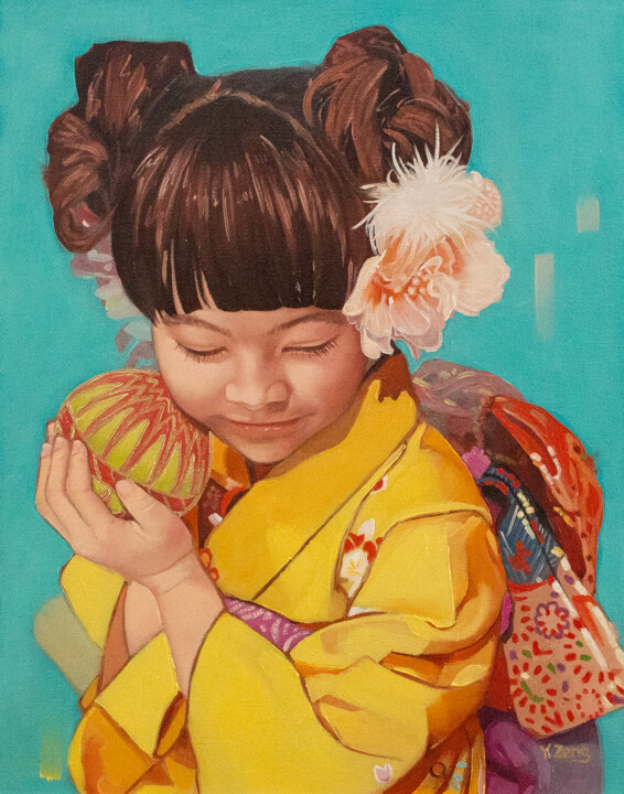 Kimono girl 绘画, 14x11 in