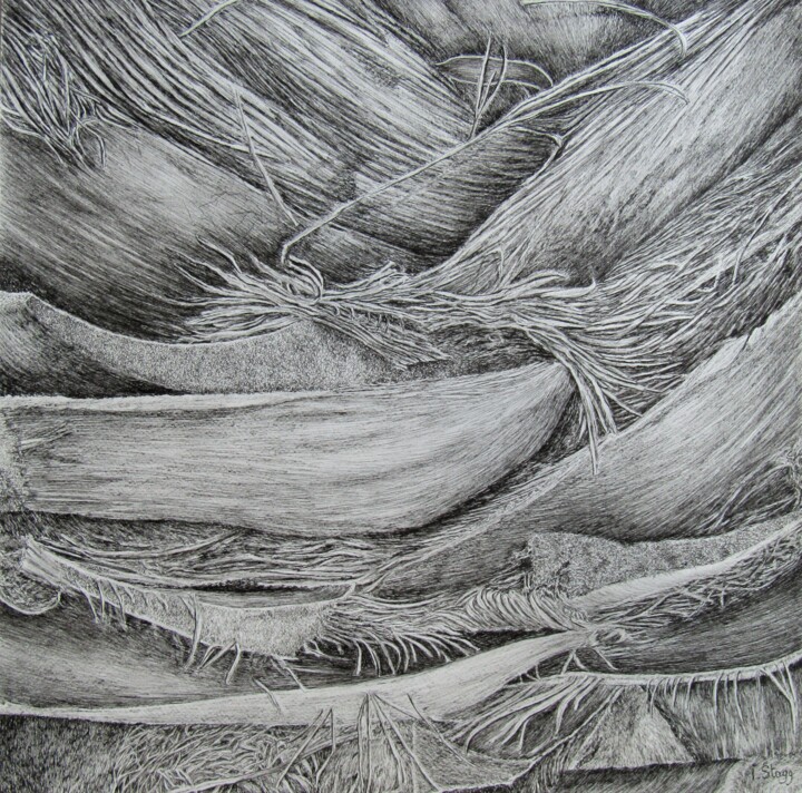 Drawing titled "Code Temporel 5" by Isabelle Stagg, Original Artwork, Ink