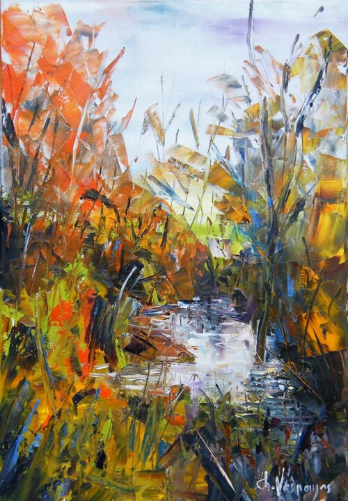 Painting titled "Secrète et fragile" by Christian Laspoujas, Original Artwork, Oil