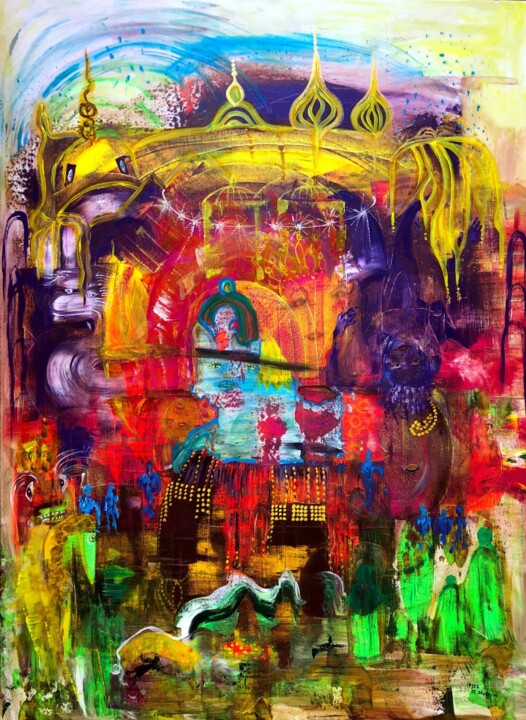 Indien Elefantenfest 绘画, 39.4x31.5 in