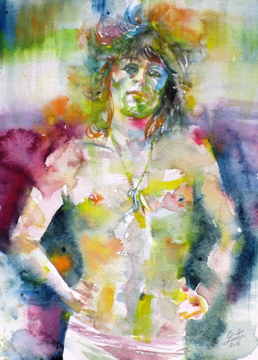 Pittura intitolato "KEITH RICHARDS" da Lautir, Opera d'arte originale, Acquarello