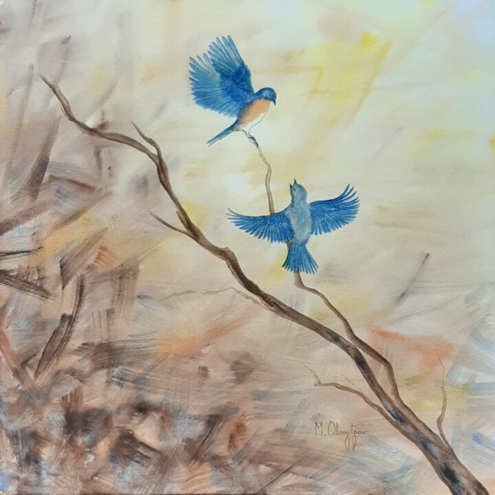 Joute sur la branche 绘画, 15.8x15.8 in