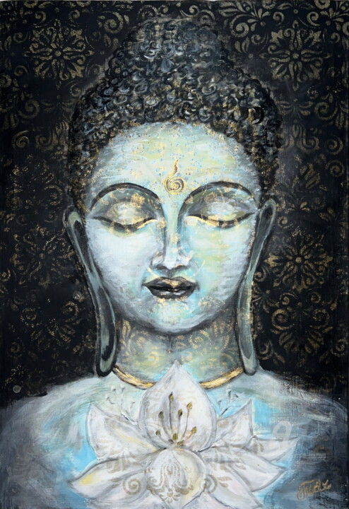 "Sourire De Bouddha" 绘画, 23.6x15.8 in