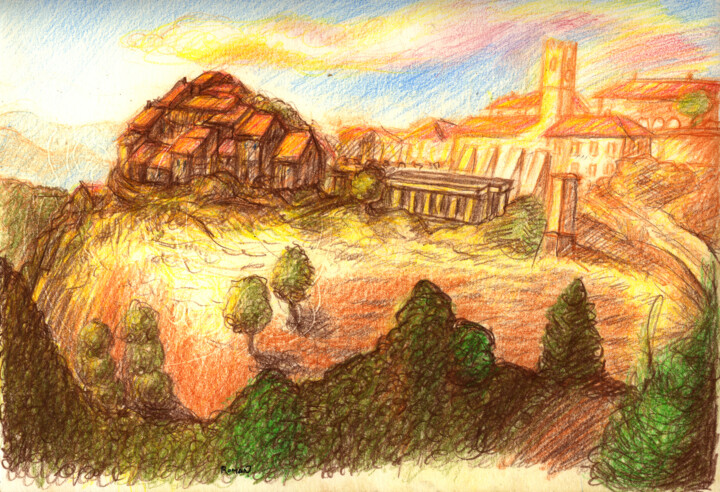Italian village Resim, 8,3x11,8 in