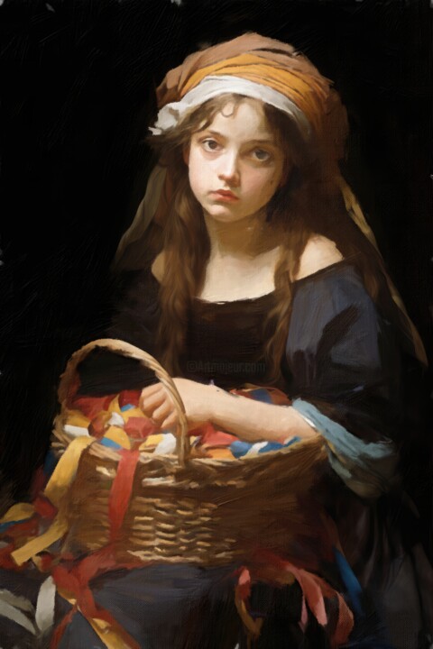 Arts numériques intitulée "A Basket of Ribbons…" par Gerry Martinez, Œuvre d'art originale, Peinture numérique