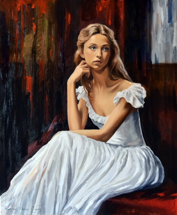 A ballerina portrait with dark background 绘画, 23.6x19.7 in