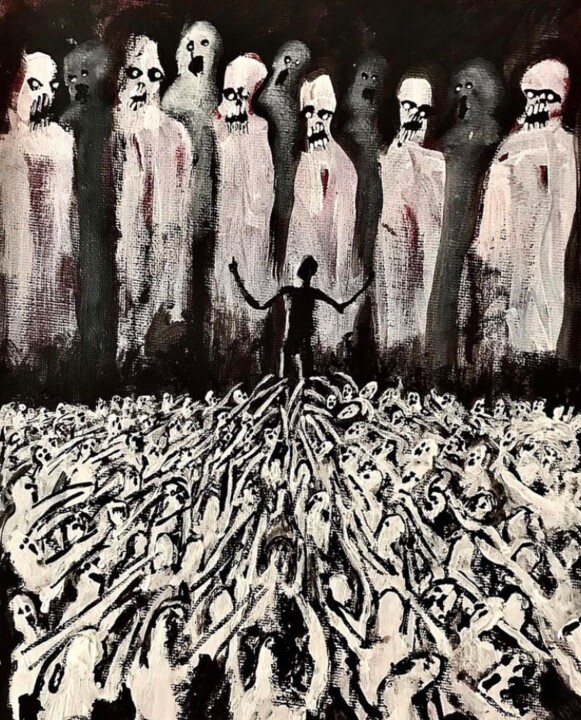 绘画 标题为“Meeting with the go…” 由Vaxo Lang, 原创艺术品, 丙烯