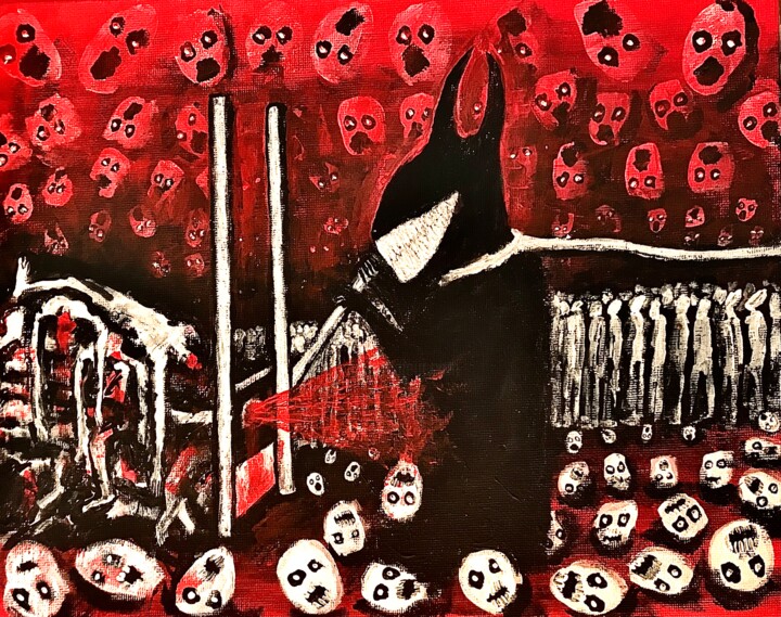 绘画 标题为“Queue to hell” 由Vaxo Lang, 原创艺术品, 丙烯