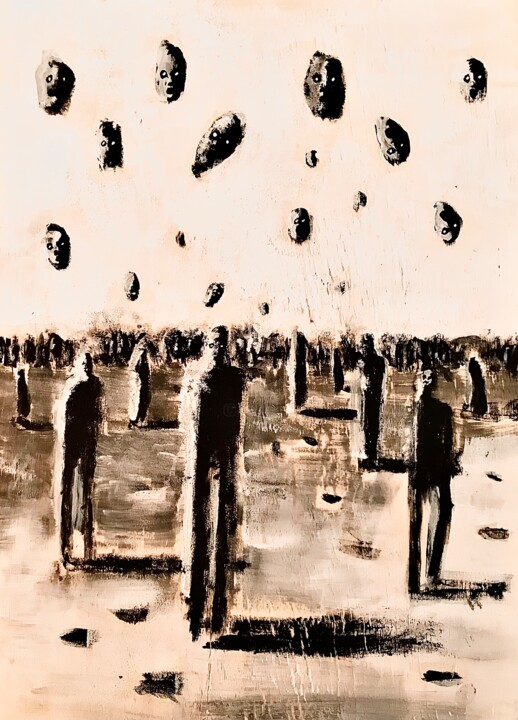 Painting titled "Heads #3" by Vaxo Lang, Original Artwork, Acrylic