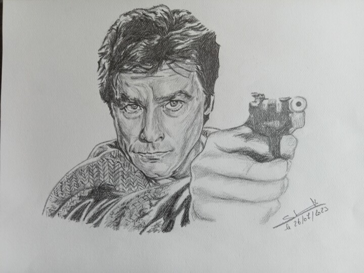 Illustration du film 3 hommes à abattre avec Alain Delon réa 图画, 11.7x16.5 in