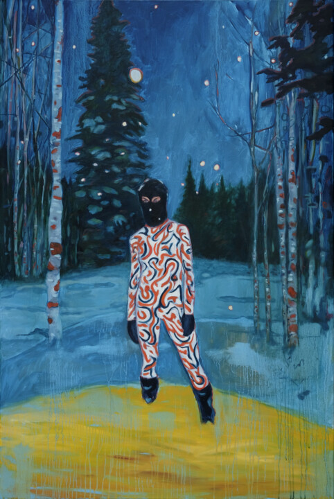 Painting titled "Papillon de nuit" by Luke Morgan, Original Artwork, Oil