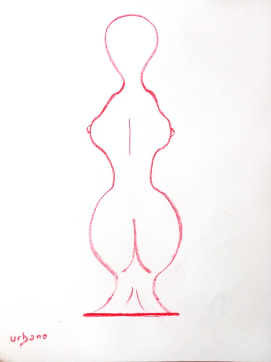 Femme nu abstrait 图画, 16.1x11.8 in