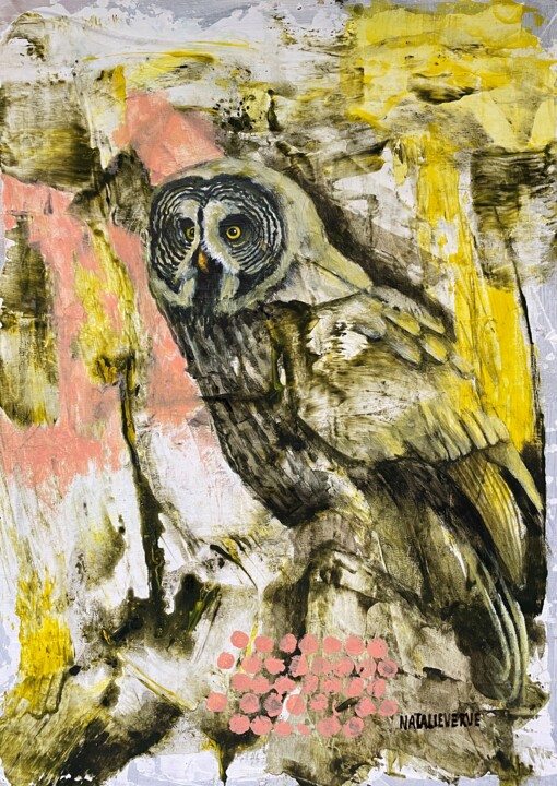 Great Grey Owl 绘画, 16.5x11.8 in