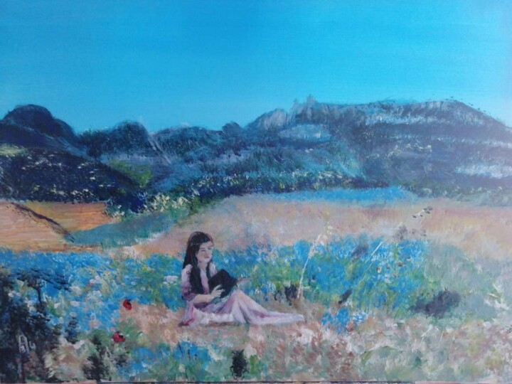 Peinture intitulée "Un repos littéraires" par Audran, Œuvre d'art originale, Acrylique