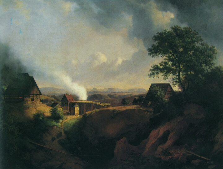 Malerei mit dem Titel "Paysage près de Max…" von Ernst Ferdinand Oehme, Original-Kunstwerk, Öl