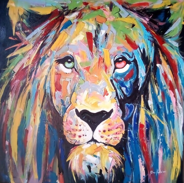 Face of lion king 绘画, 47.2x47.2 in