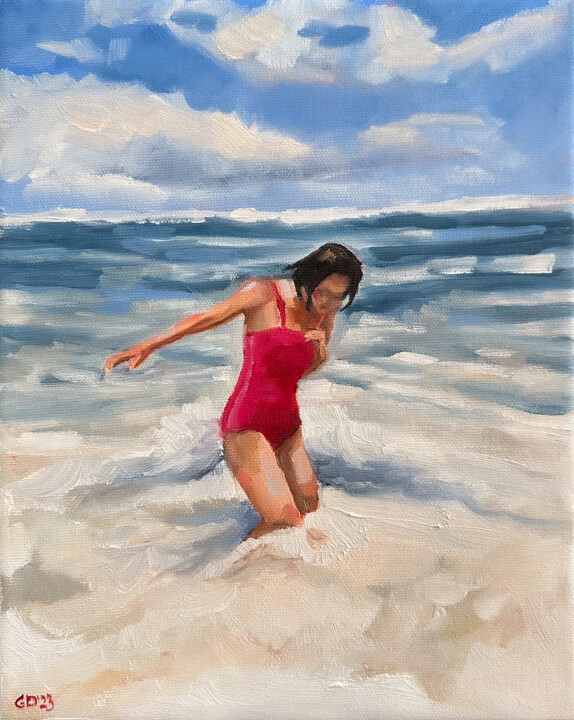 Out Of The Ocean - Woman On Beach Painti, Painting by Daria