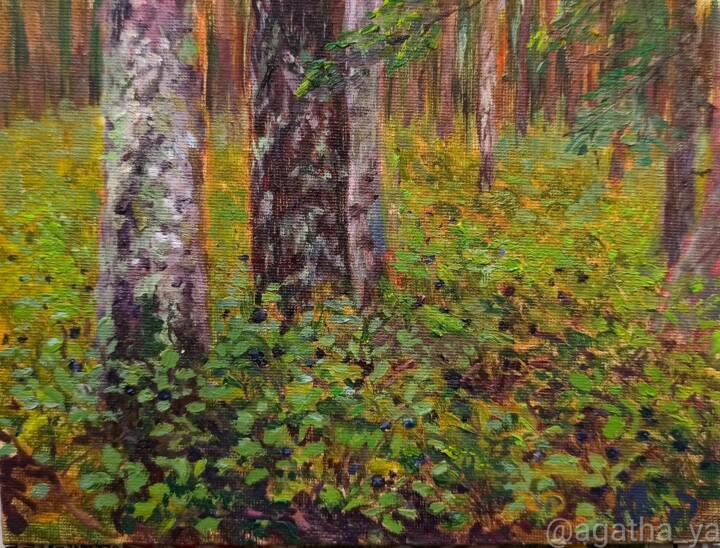 Pintura titulada "Plein air on the sw…" por Agatha Ya Sokolova, Obra de arte original, Oleo Montado en Panel de madera