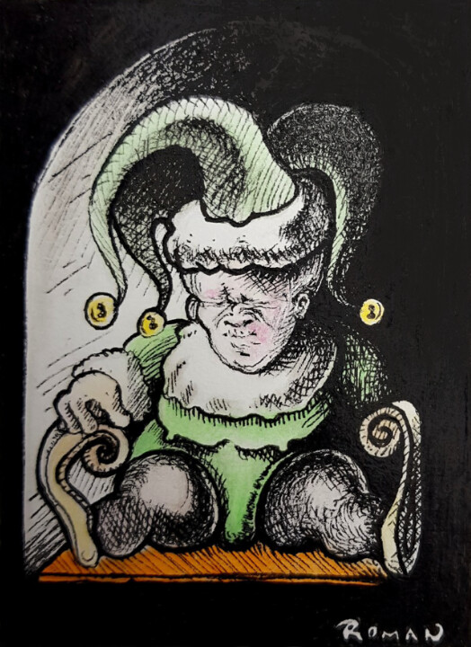 Sad clown 图画, 4.1x3 in