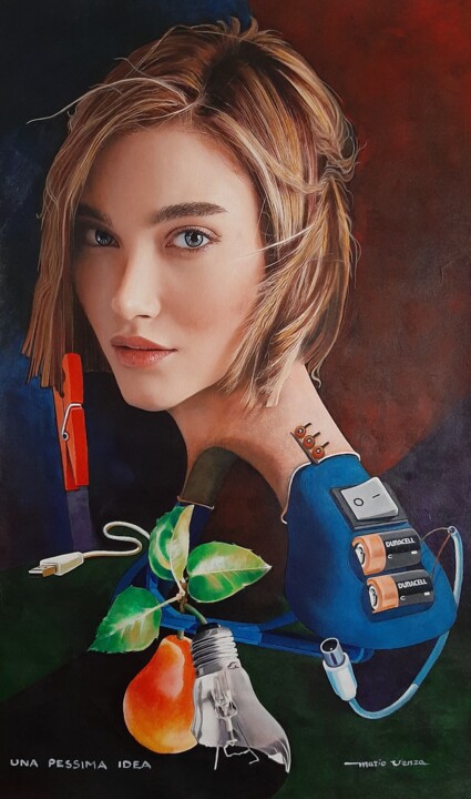 Painting titled "Una pessima idea" by Mario Venza, Original Artwork, Acrylic