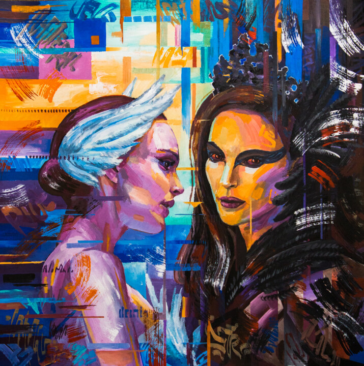 Black Swan 绘画, 27.6x27.6 in