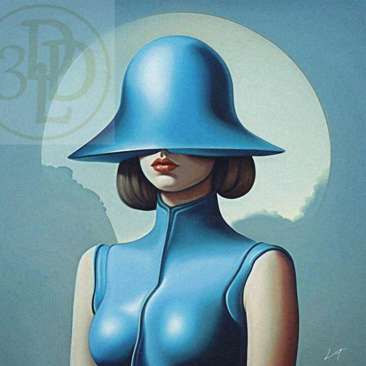 Donna con cappello Art Canvas 绘画, 27.6x27.6 in