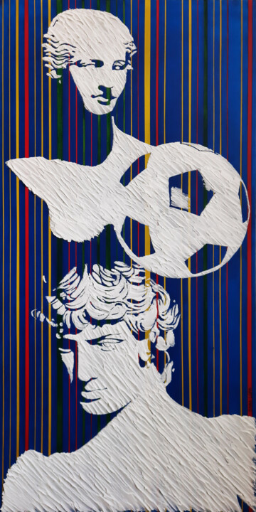 Pittura intitolato "Thoughts of a Footb…" da Sara Lora, Opera d'arte originale, Acrilico Montato su Telaio per barella in le…