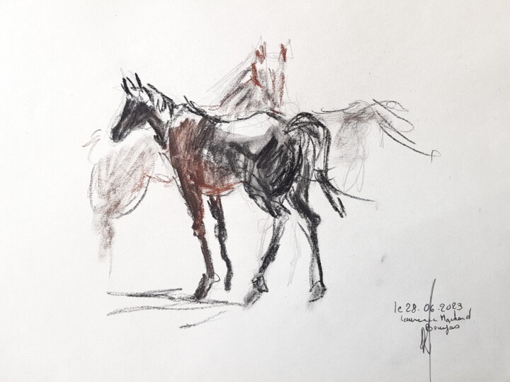 Chevaux au soleil Disegno, 7,9x11,8 in