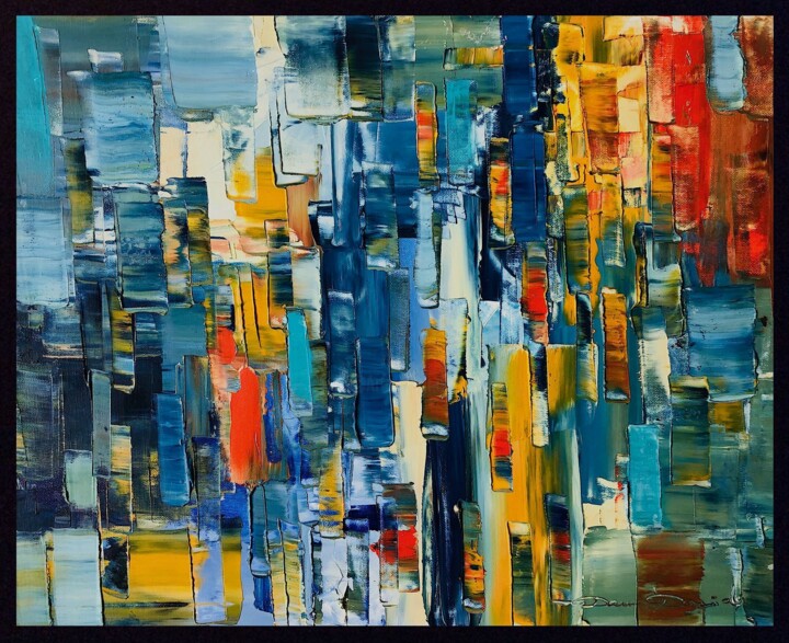 Peinture intitulée "Some touch of bleu" par Dam Domido, Œuvre d'art originale, Huile