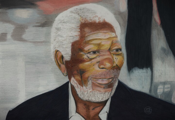 Morgan Freeman en dessin 图画, 11x15.8 in