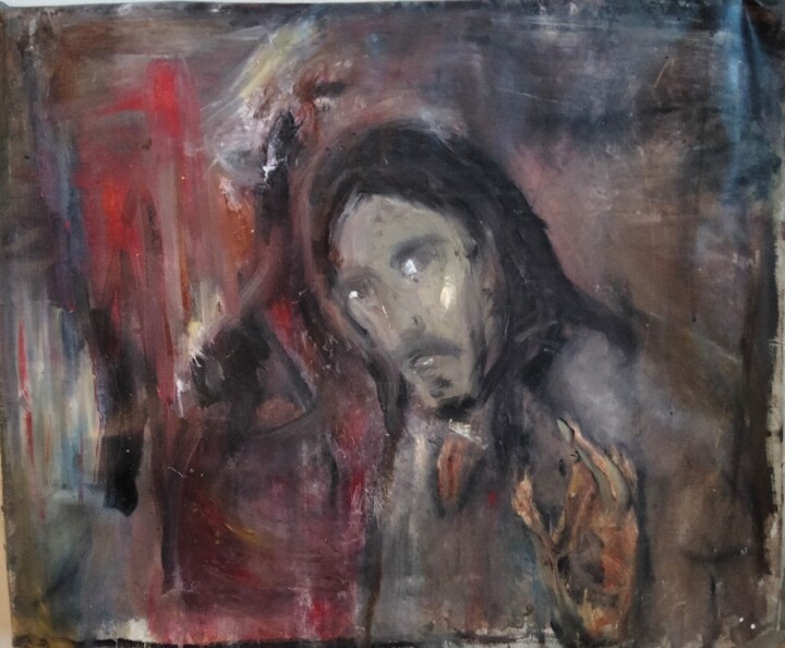 Schilderij getiteld ""Blessing"" door Amit Ari, Origineel Kunstwerk, Olie Gemonteerd op Frame voor houten brancard