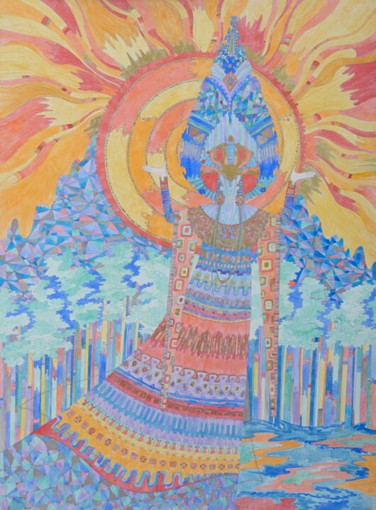 Painting titled "Elena" by Elaria, Original Artwork, Ink