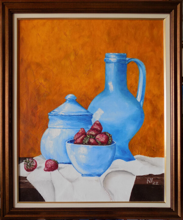 Schilderij getiteld "Натюрморт с ягоди" door Nadezhda Ivanova, Origineel Kunstwerk, Olie