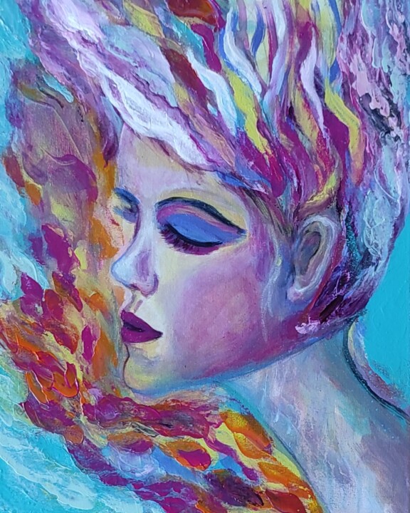 Blue Greta 绘画, 19.7x15.8 in