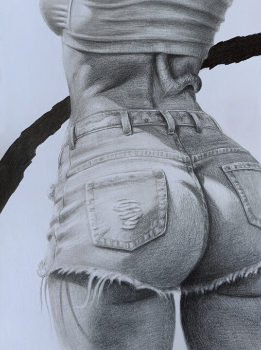 woman in jeans Drawing 图画, 11.4x8.3 in